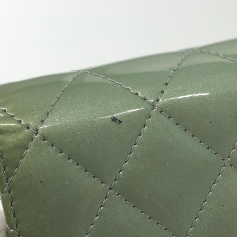 CHANEL Matelasse Long Wallet Enamel Green Silver CC Auth 138942 - Picture 3 of 16